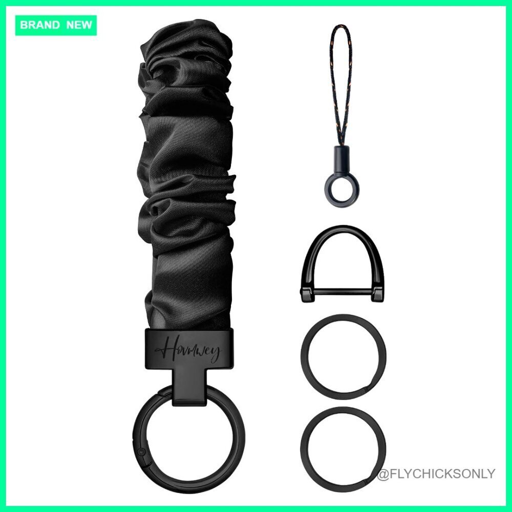 Stretchy Scrunchie Keychain Wristlet, Satin Key Lanyard for Keys ID Badges
